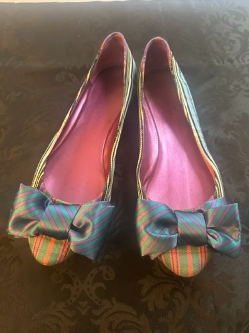 Coach Poppy Cambria Plaid Tartan Ballet Flats Bow Sz 5.5 EUC